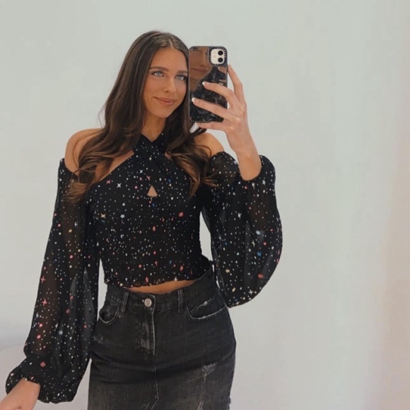 Buddylove black tie top - long sleeve - only worn for pics - Picture 8 of 9